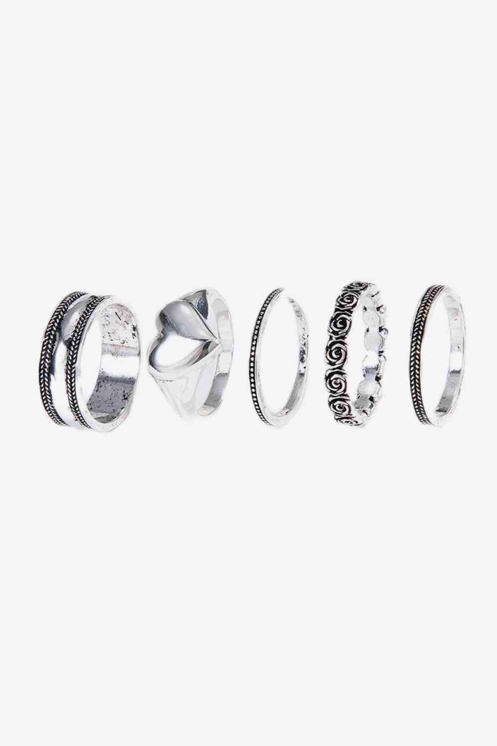 Zinc Alloy Five-Piece Ring Set - God's Girl Gifts And Apparel