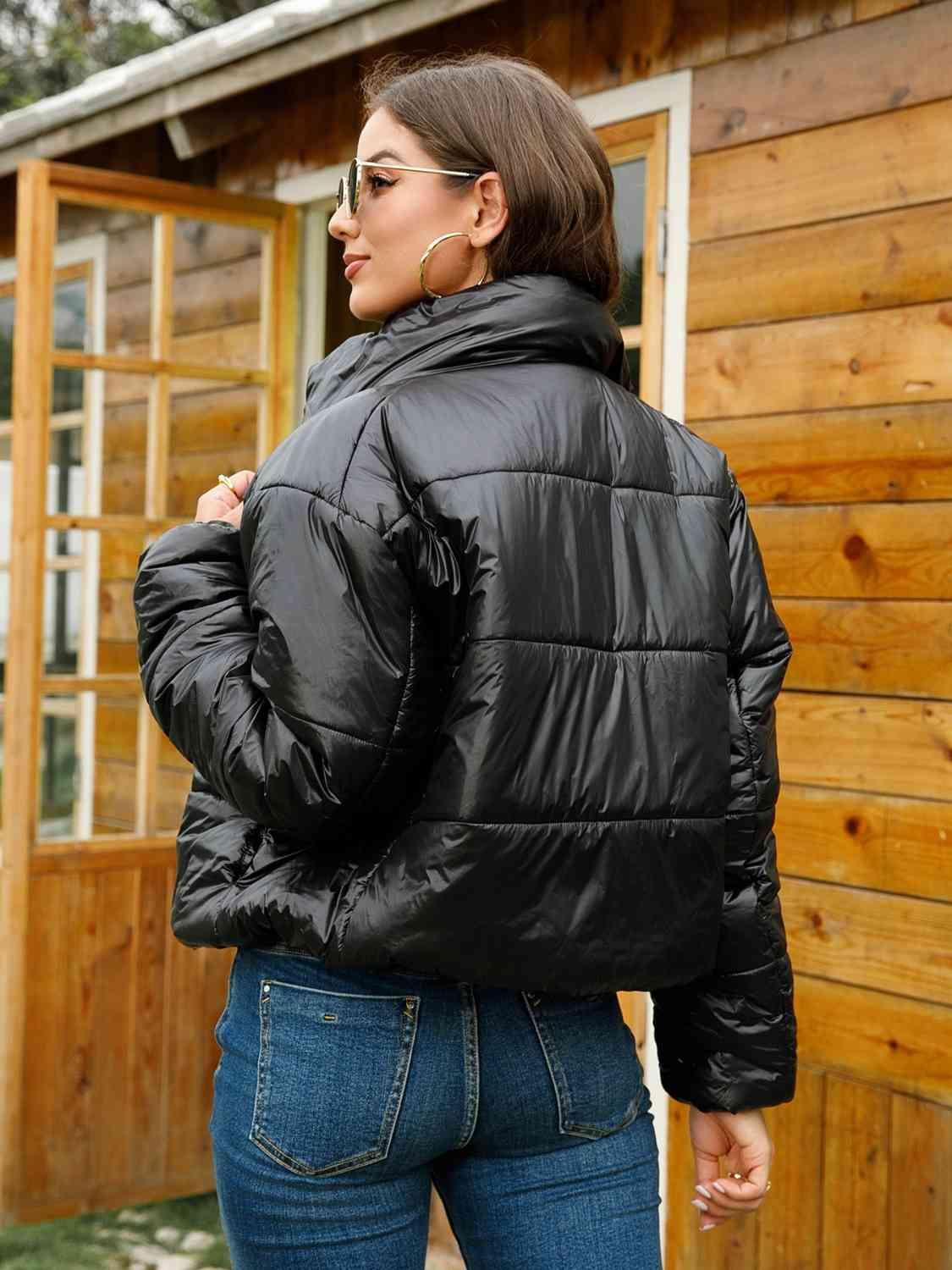 Zip-Up High Neck Puffer Jacket - God's Girl Gifts And Apparel